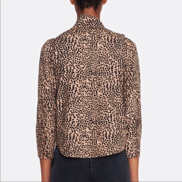 ULLA JOHNSON Cotton Leopard Tie Neck Blouse $395 8 - Picture 4 of 8